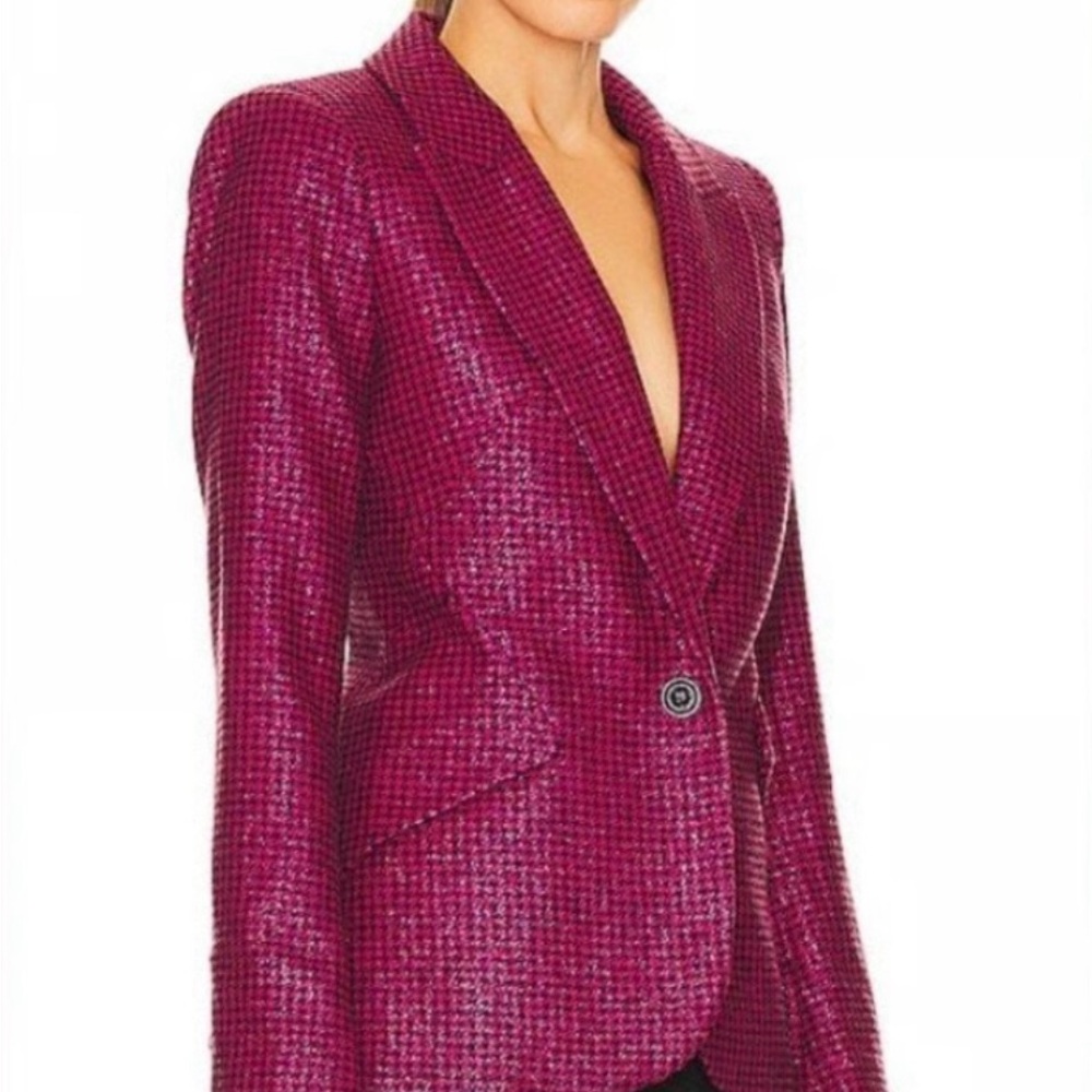 L’Agence Pink and Black Houndstooth Chamberlain Blazer - Picture 2 of 9